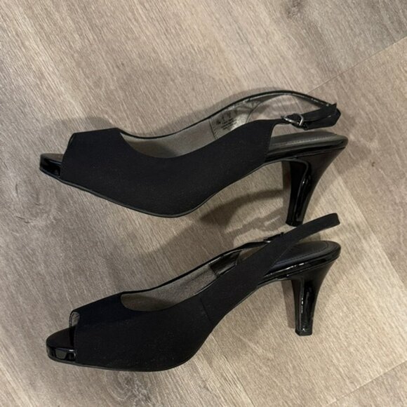 Life Stride Black Slingback Peep-Toe Heels - Picture 6 of 16